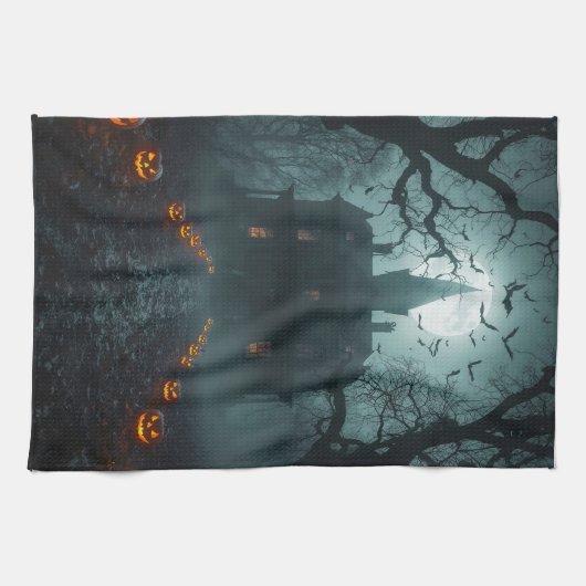 Spooky Night mit Jack-o'-Lanterns Geschirrtuch (Horizontal)