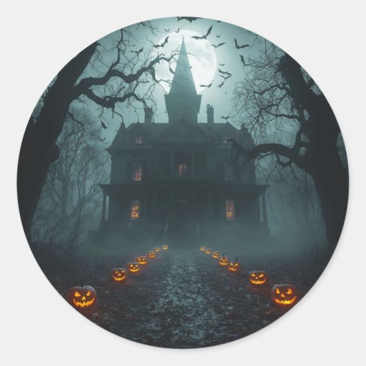 Spooky Night mit Jack-o'-Lanterns Runder Aufkleber (Vorderseite)