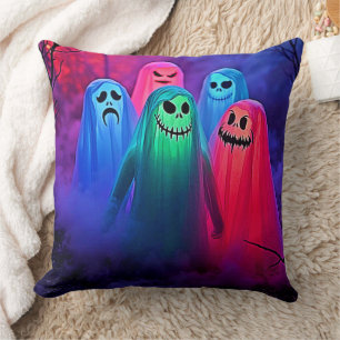Spooky Night of Colorful Ghosts Design Kissen