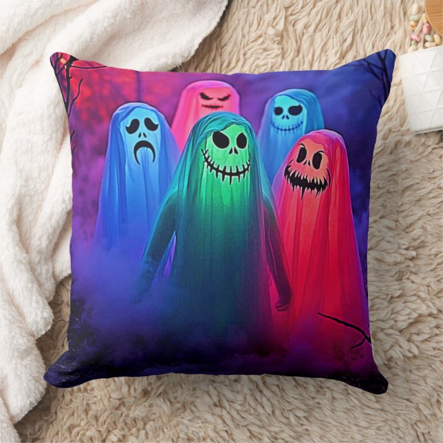 Spooky Night of Colorful Ghosts Design Kissen (Decke)