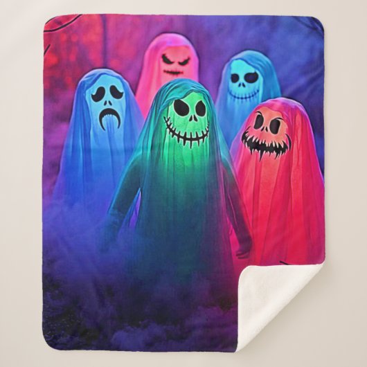 Spooky Night of Colorful Ghosts Design Sherpadecke (Vorderseite)