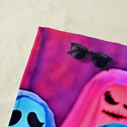 Spooky Night of Colorful Ghosts Design Strandtuch (Beispiel)