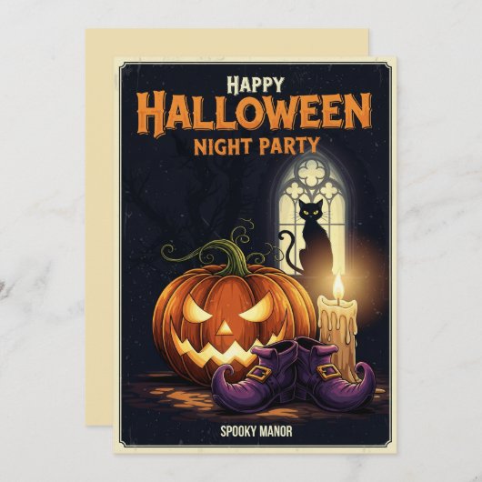 Spooky Night Party Einladung (Vorne/Hinten)