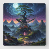 Spooky Night Quadratische Wanduhr (Vorderseite)