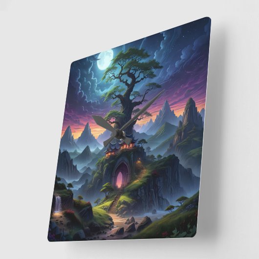 Spooky Night Quadratische Wanduhr (Winkel)