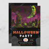 Spooky Night Sky Crescent Moon Halloween Einladung (Vorne/Hinten)