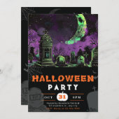 Spooky Night Sky Crescent Moon Halloween Einladung (Vorne/Hinten)