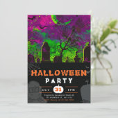 Spooky Night Sky Crescent Moon Halloween Einladung (Stehend Vorderseite)