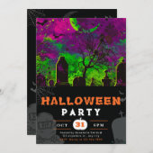 Spooky Night Sky Crescent Moon Halloween Einladung (Vorne/Hinten)