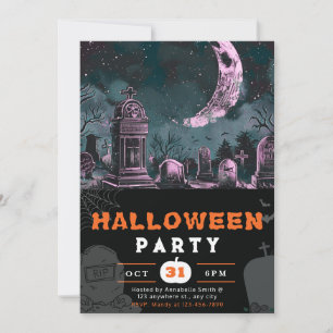 Spooky Night Sky Crescent Moon Halloween Einladung
