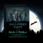 Spooky Night Tree | Halloween-Party von Fledermäus Einladung
