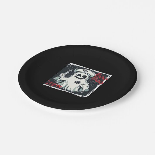 Spooky Nurse Ghost Haunted Hospital Crew Ghostly N Pappteller (Schrägansicht)