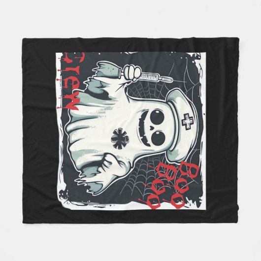 Spooky Nurse Ghost Spuk Hospital Crew Ghosting N Fleecedecke (Vorderseite (Horizontal))