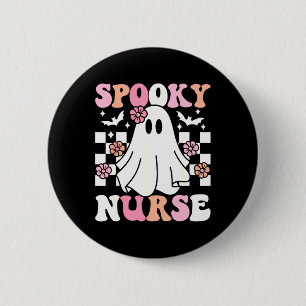 Spooky Nurse Halloween Ghost Kostüm Retro Groovy Button