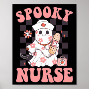 Spooky Nurse Niedlich Ghost Nurse Groovy Hallow Poster