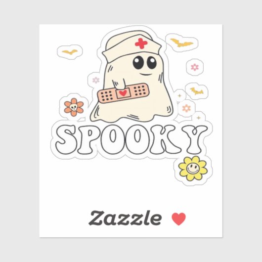 Spooky Nurse Practitioner Cute Halloween Classic T Aufkleber (Blatt)