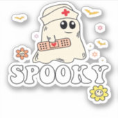 Spooky Nurse Practitioner Cute Halloween Classic T Aufkleber (Vorderseite)