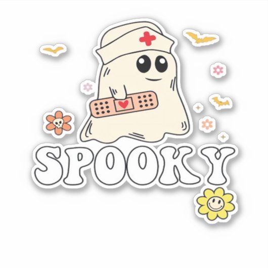Spooky Nurse Practitioner Cute Halloween Classic T Aufkleber (Vorderseite)