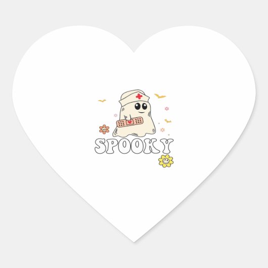 Spooky Nurse Practitioner Cute Halloween Classic T Herz-Aufkleber (Vorderseite)