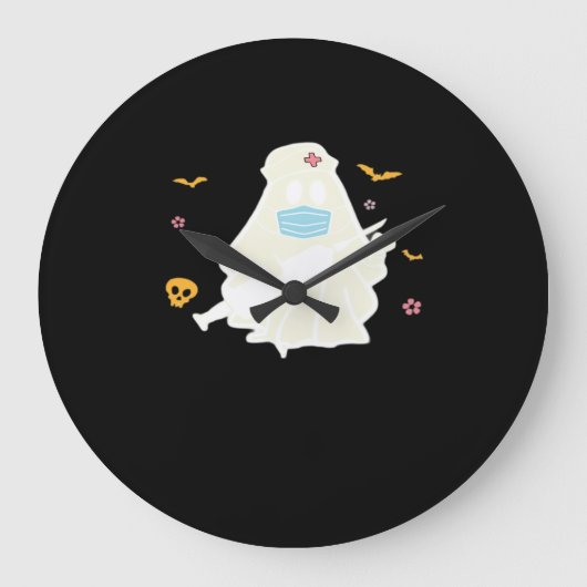 Spooky Nurse Practitioner Niedlich Halloween Overs Große Wanduhr (Vorderseite)