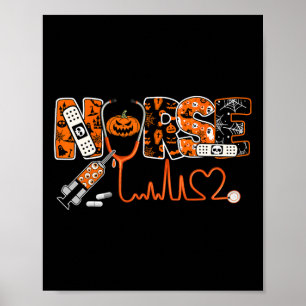 Spooky Nurse Pumpkin Halloween Kostüm Rn Cna Mens Poster