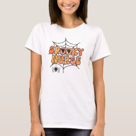 Spooky Nurse Retro Halloween Spinnennetzgeister T-Shirt