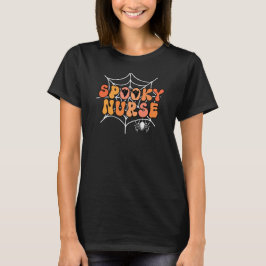 Spooky Nurse Retro Halloween Spinnennetzgeister T-Shirt