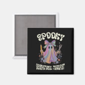 Spooky Occupational Therapist Ghost Floral Hallowe Magnet (Vorderseite/Rückseite)