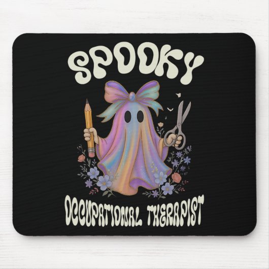Spooky Occupational Therapist Ghost Floral Hallowe Mousepad (Vorne)