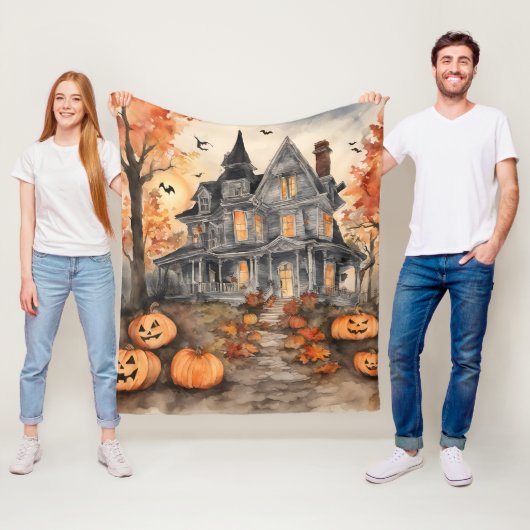 Spooky Old House AI generiert Fleecedecke (Beispiel)