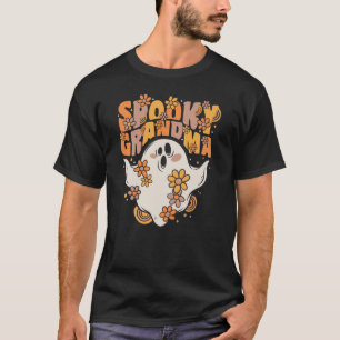 Spooky Oma Groovy Ghost mit Vintagen Blume T-Shirt