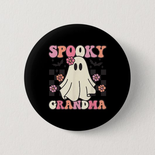 Spooky Oma Halloween Ghost Kostüm Retro Groov Button (Vorderseite)