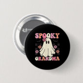 Spooky Oma Halloween Ghost Kostüm Retro Groov Button (Vorne & Hinten)