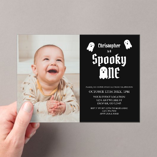 Spooky One 1. Geburtstag Acryleinladungen (Insitu (Handheld))