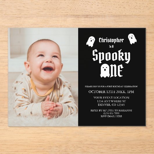 Spooky One 1. Geburtstag Acryleinladungen (Vorderseite)