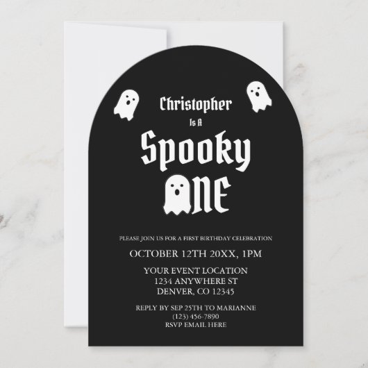 Spooky One 1. Geburtstag Einladung (Vorderseite)