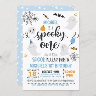 Spooky ONE 1. Geburtstag Einladung - Junge (weiß)