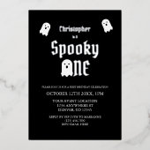 Spooky One 1. Geburtstag Folieneinladung (Vorderseite)