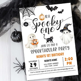 Spooky ONE 1. Geburtstag Geister Neutrale Einladun Einladung