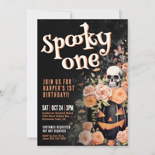Spooky One 1. Geburtstag Party Einladung (Vorderseite)