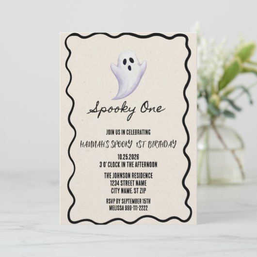 Spooky One 1. Geburtstag Party Einladung (Stehend Vorderseite)