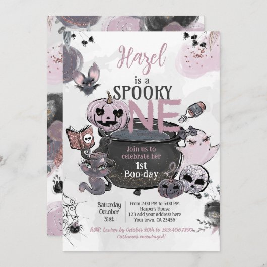 Spooky One 1st Birthday Halloween Einladung (Vorne/Hinten)