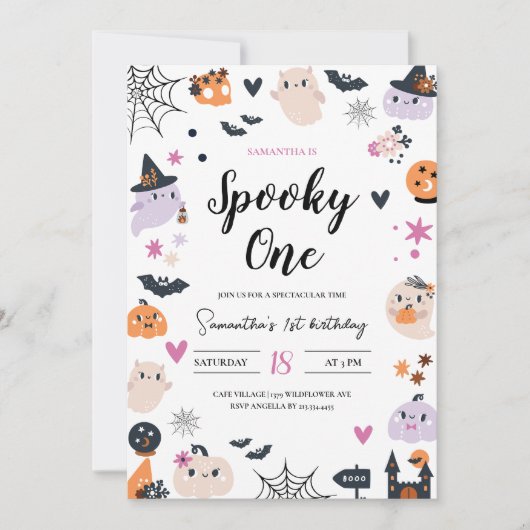 Spooky One Adorable Halloween Einladung (Vorderseite)