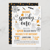 Spooky One Birthday Einladung - Blk & Orange (Vorne/Hinten)