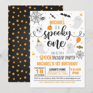 Spooky One Birthday Einladung - Blk & Orange