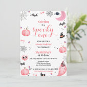 Spooky One Birthday Pink Ghost Einladung (Stehend Vorderseite)