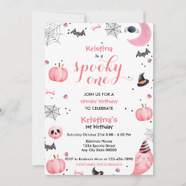 Spooky One Birthday Pink Ghost Einladung