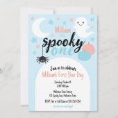 Spooky One Blue First Birthday Einladung (Vorderseite)