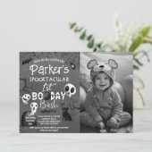 Spooky One Blue Ghost Halloween Einladung (Stehend Vorderseite)