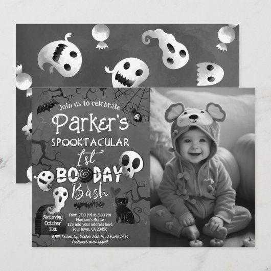 Spooky One Blue Ghost Halloween Einladung (Vorne/Hinten)